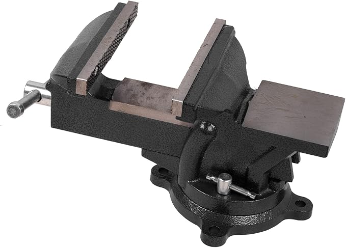 6" Heavy Duty Bench Vise, Pipe Vise Bench Vices with Anvil Swivel Table Top Clamp Locking Base, Double Swivel Rotating Vise Head& Body Rotates 360°-Black