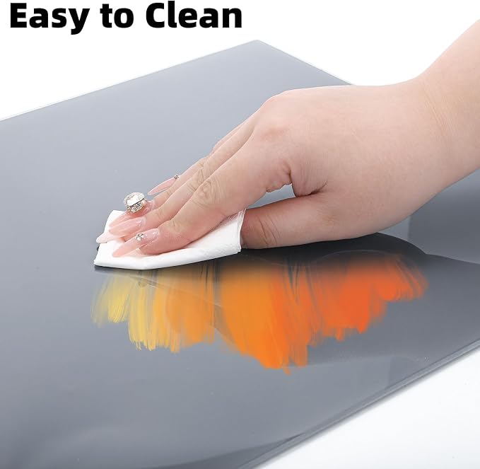 2 Pack Neutral Grey Tempered Glass Palettes, Scratch Resistant Paint Mixing - Image 4