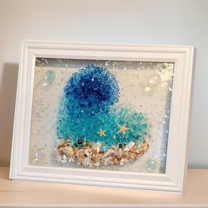 Sea Glass Art Kit, Mosaic Glass Photo Frame Set 9.5x7.5 Inch, Handcraft Style - Image 3