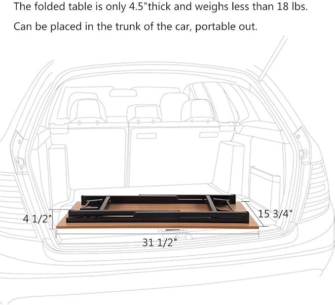 Need Small Folding Computer Desk, 31.5 Inch Writing Table, Teak & Black | - Image 9
