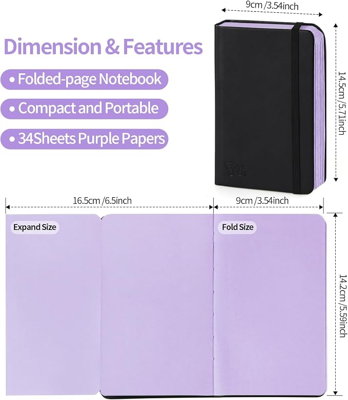 3.5x5.7inches Mixed Media Sketch Pad, 120GSM 32Sheets Folded Colored Paper - Image 2
