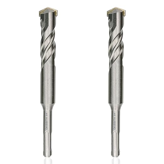 2-Piece 3/4" SDS Plus Drill Bits Rotary Hammer Drill Bit Set, Carbide Tipped for Drilling Concrete Cement Porcelain Tiles Ceramic Pots Stone Brick, Diameter 20mm, 160mm Long, SDS Plus Shank.