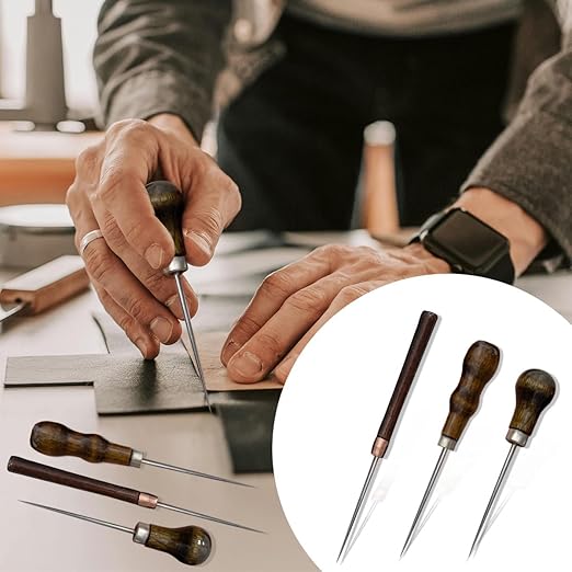 6 PCS Awl Tool, Leather Awl Punch Tool, Gourd Shape Handle Punch Tools for DIY Leather Sewing Punching