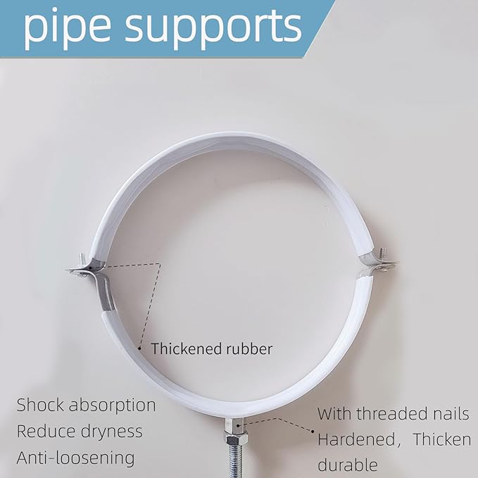 2 Sets 10 Inch Adjustable Pipe Bracket，Heavy Duty Galvanized Iron Stove Pipe Hanger Strap，Wall Support Chimney Pipe Holder，Round Split Ring Vent Conduit Carrier Kit，with All Mounting Screws