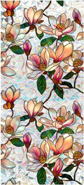 Retro Magnolia Flowers Window Privacy Film, Stained Glass Decals Colorful by JOONOR