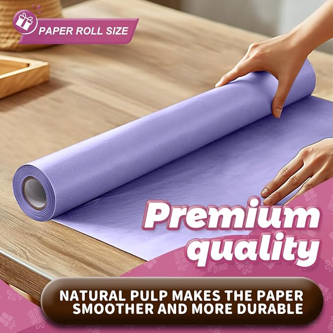 PerkHomy Light Purple Kraft Paper Roll 17.5" x 760" - Image 3