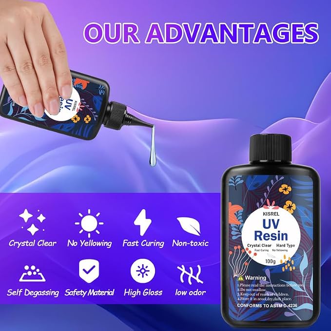 KISREL UV Resin Jewelry Making Kit - 500g Crystal Clear UV Resin - Image 3