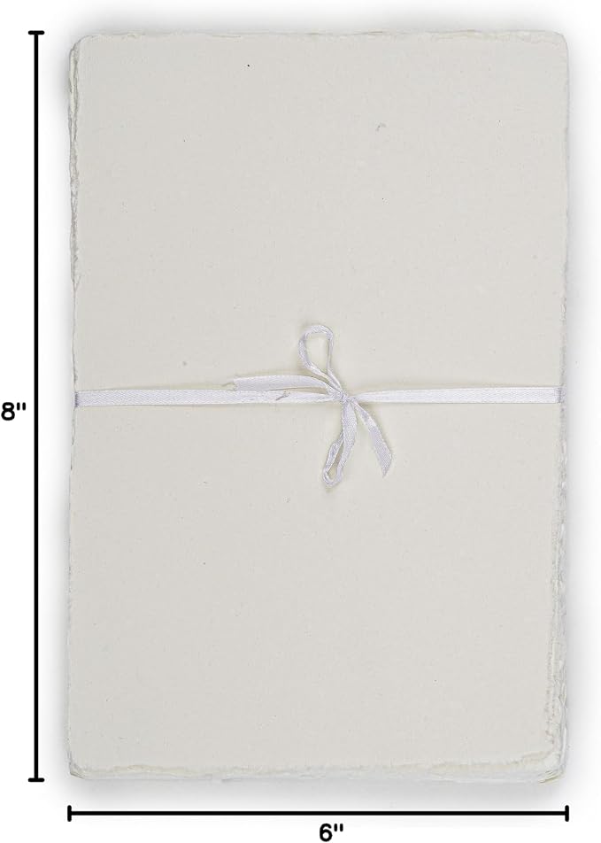 LEATHER VILLAGE Offwhite Deckled Edge Handmade Watercolor Paper 4x6 | 50 Sheets - Image 10