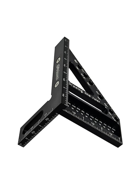 3D Aluminum Multi Functional Carpenter Square - Woodworking Square Tool and Measuring Triangle Ruler, Ideal for Angular Measurement, Drawing Right Angles & Parallel Lines in Woodwork and DIY Projects