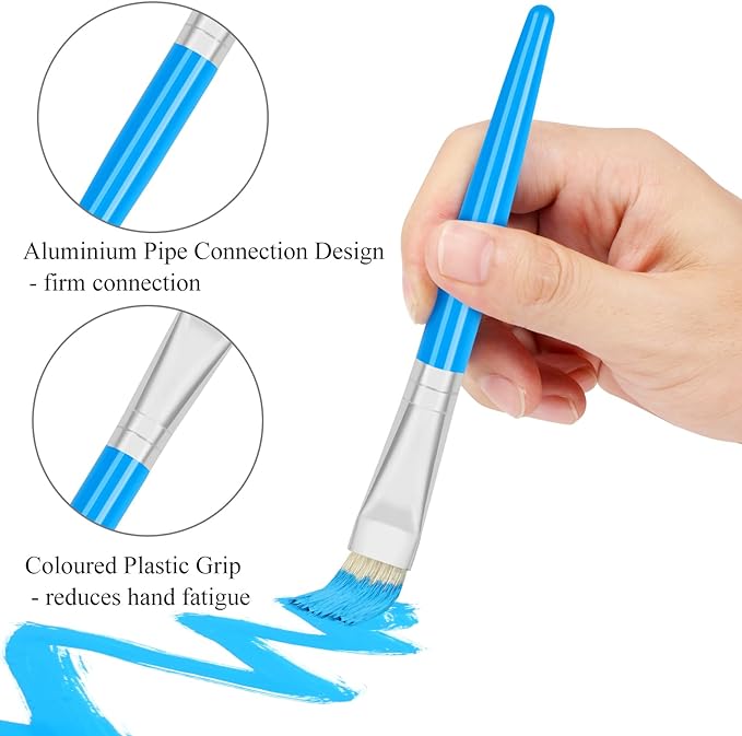 14 Pcs Paint Brushes for Kids, Round and Flat Kids Paint Brushes, Easy Hold and - Image 3