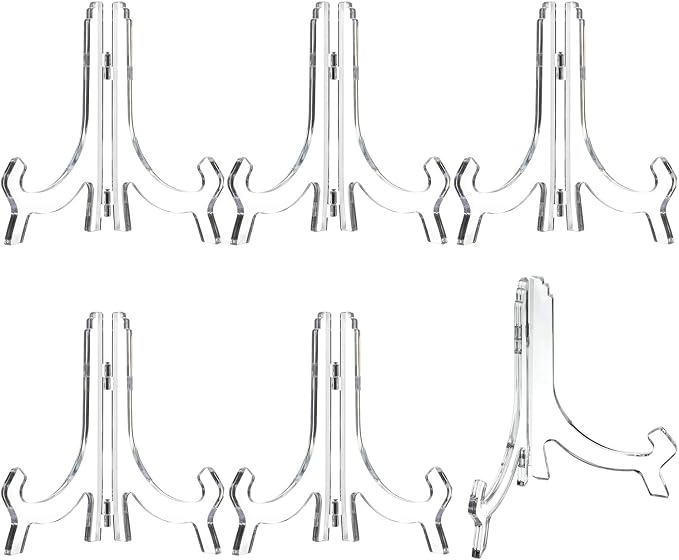 HESTYA 6 Pack 7 Inch Clear Acrylic Easel Stand Display Stand Plate Holder by Hestya