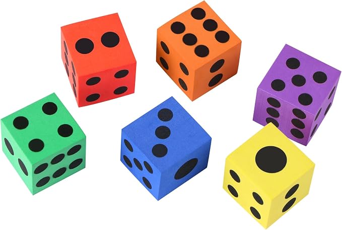 MIDELONG Foam Dice Set, 1.5 Inch Large Assorted Colorful Foam Dice Cubes - Image 3