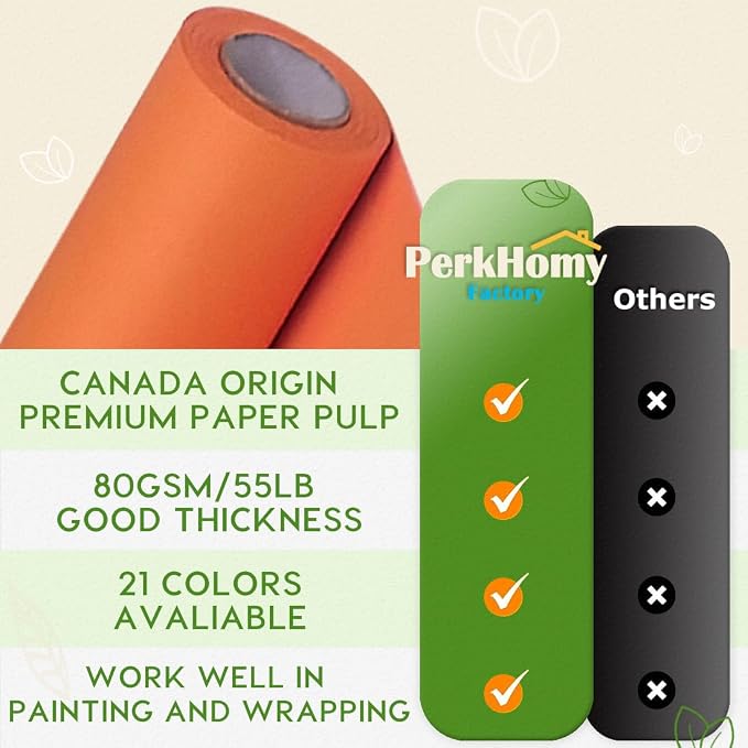 PerkHomy OrangeRed Kraft Paper Roll 48" x 3 - Image 2