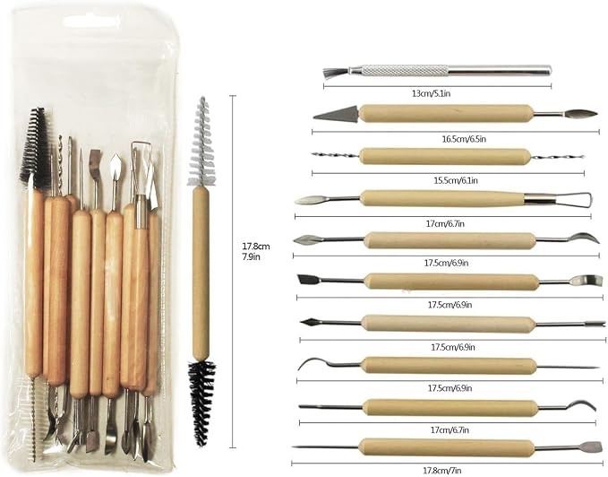 S & E TEACHER'S EDITION 11 Pcs Pottery & Clay Sculpting Tools, Double-Sided - Image 3