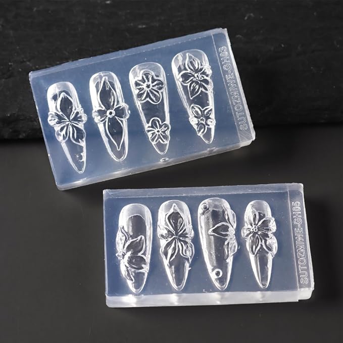 2PCS 3D Flower Silicone Nail Molds, Hawaii Hibiscus Floral Cherry Blossom | - Image 7