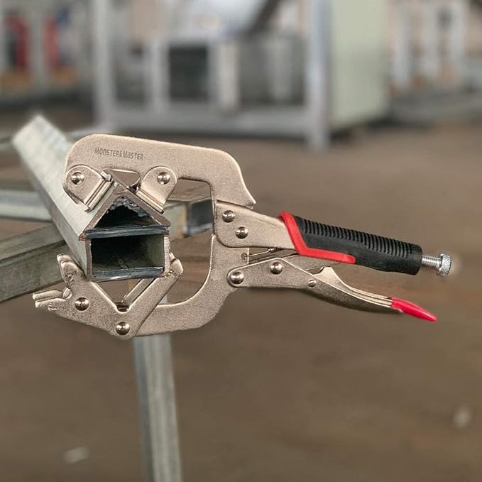 Monster & Master Welding Pipe Plier Clamp, Fast Release, C-Clamp Locking with Large V-Pads, 10 Inch (2-Piece), ATHUS-MM-WLP-S9x2