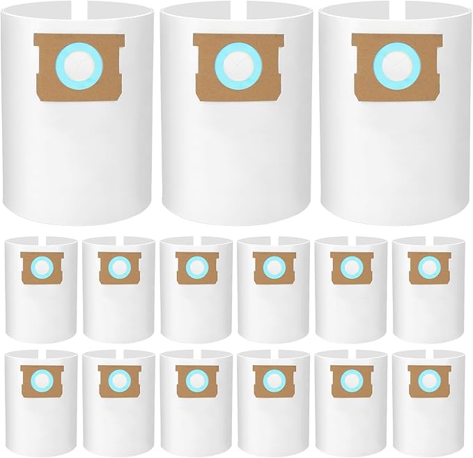 15-Pack 5-8 Gallon Bags replace for Shopvac, Type E 90661 9066133, Type H 90671 9067133.Disposable Wet Dry Vacuum Collection Bags, white