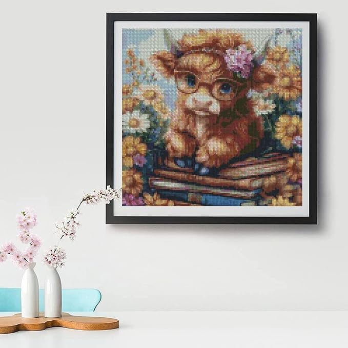 MYBISYMQQ Highland Cow & Sunflower Stamping Cross Stitch Kit, 11CT Embroidery - Image 5