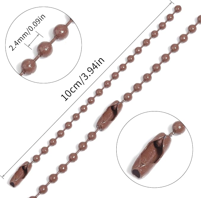 Lemonkey 100Pcs Ball Beads Chains Bulk, Coffee Keychains Rings Metal Chains - Image 2
