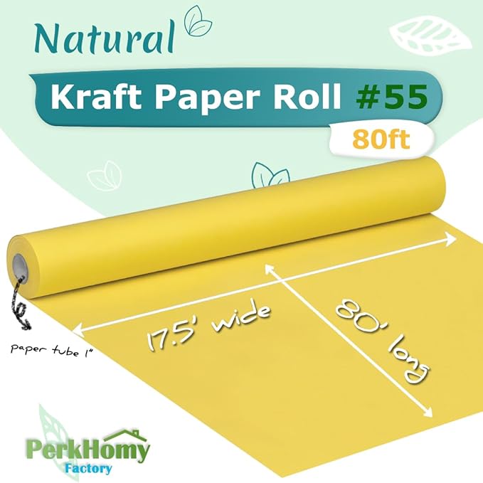 PerkHomy Lemon Yellow Kraft Paper Roll 17.5" x 960" - Image 2