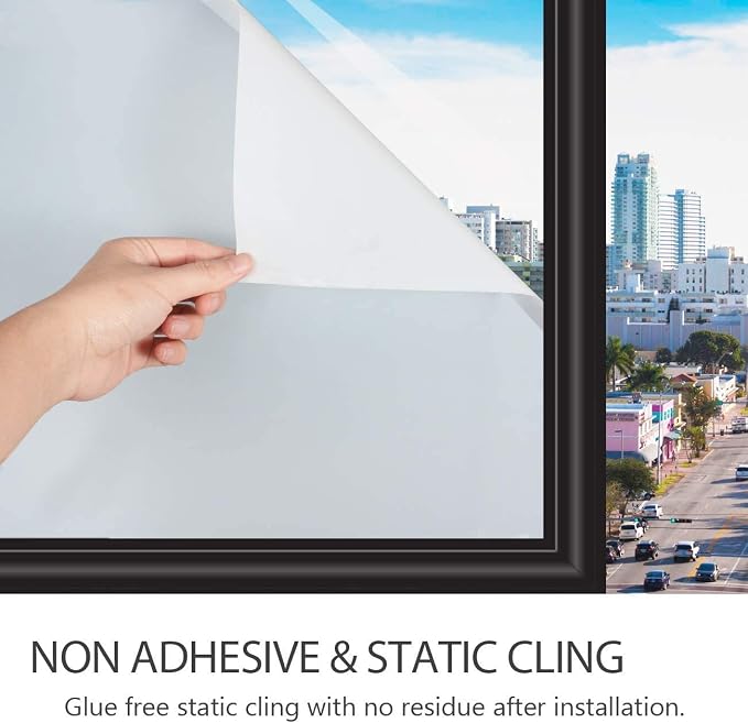 HIDBEA Frosted Window Privacy Film Non-Adhesive, Reusable Window Glass Films - Image 6