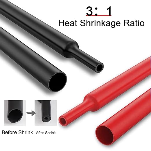 Heavy Duty Tinned Copper Wire Lugs with Studs (1/0 AWG, 3/8" & 5/16"), Heat Shrink Tubing, Battery Cable Ends, Bare Copper Eyelets