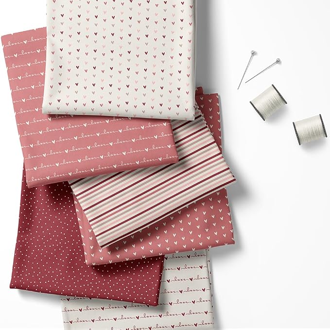 Valentine Patchwork Fabric Panel 100x155 cm – 100% Cotton Satin, 6 Coordinated - Image 2