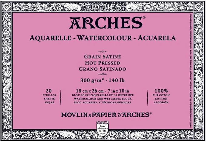 Arches Watercolor Paper Block, Hot Press, 140 pound by ARCHES