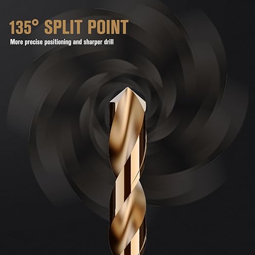 Cobalt Drill Bit Set, 100Pcs M35 High Speed Steel Jobber Length Drill Bit Kit for Hardened Metal, Stainless Steel, Cast Iron, Wood and Plastic, with Index Storage Case, 3/64"-3/8"