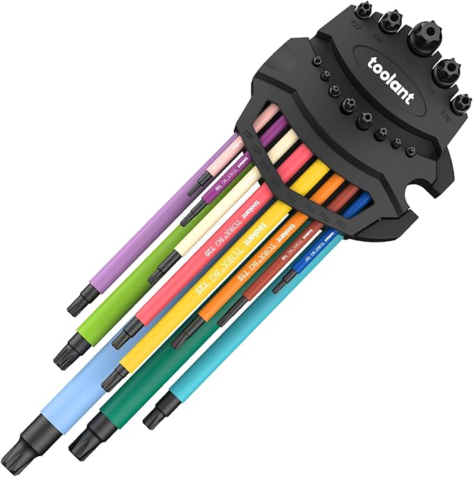 Torx Wrench Set 13pcs(T6-T50),Extra Long Arm Security Metirc Star Wrench Set, Crafted Torx Key Set with Color Coded Sleeves for Furniture Assembly, Bicycle Maintenance, Household DIY