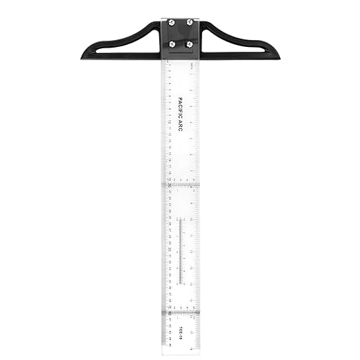 Pacific Arc 36 Inch T Square, Traditional Acrylic Graduated in Inch and Metric, Detachable Head