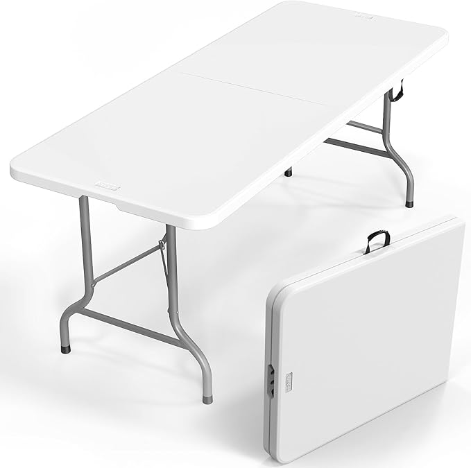VINGLI 6 Foot Plastic Folding Table Portable Long Table by VINGLI