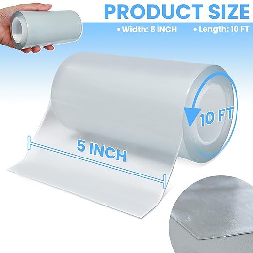 Waterproof Repair Tape for Fabric, Awning, RV Roof, Underbelly, Tarp, Tent, Sail and Boat Cover Outdoor Repair Patch, Heavy Duty, Clear, 5 Inch x 10FT