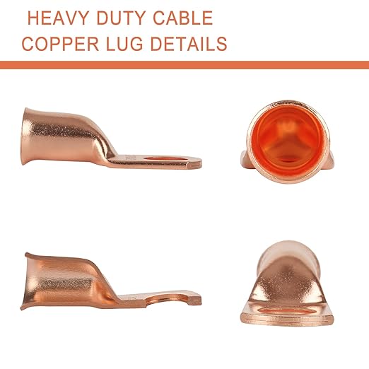 10pcs 2/0 AWG-1/2”(M12) Ring Terminals 00 Gauge Copper Wire Lugs Battery Cable Ends Heavy Duty Battery Cable Terminal Connectors