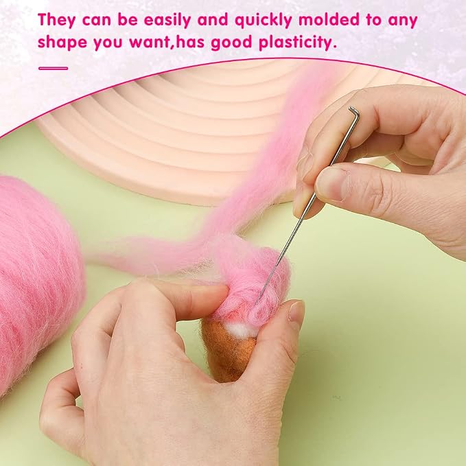 Wonvoc Needle Felting Wool 80 g, 8 Colors Nature Wool Roving, Wool Roving - Image 5