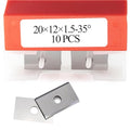 20mm Square Carbide Inserts Cutters Replaceable Knives Blades 20×12×1.5mm-35° for Flush Trim Router Bit Woodworking Spiral/Helical Planer Cutter Head or Lathe Turning 10pcs