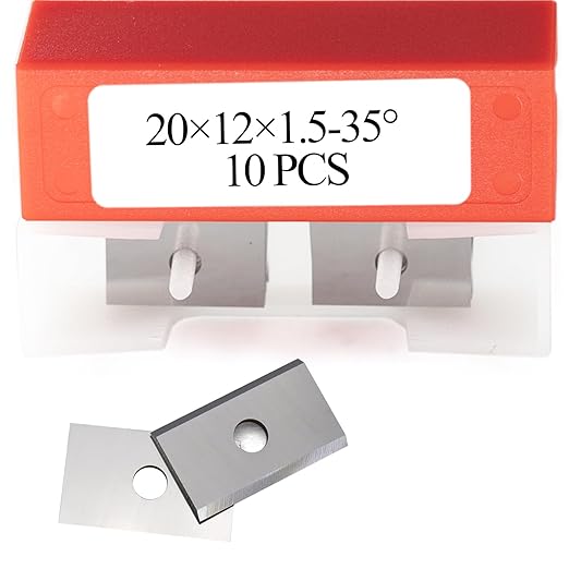 20mm Square Carbide Inserts Cutters Replaceable Knives Blades 20×12×1.5mm-35° for Flush Trim Router Bit Woodworking Spiral/Helical Planer Cutter Head or Lathe Turning 10pcs