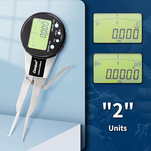 Dasqua Digital Internal Caliper Gage with 0.200"-1" /1.200"-2"/0.400"-1.2" Measuring Range (0.200"-1.0"/5-25mm)