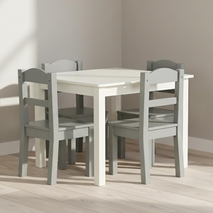 Humble Crew Kids Wooden Table and 4 Chairs Set, and Snack Time - Image 2