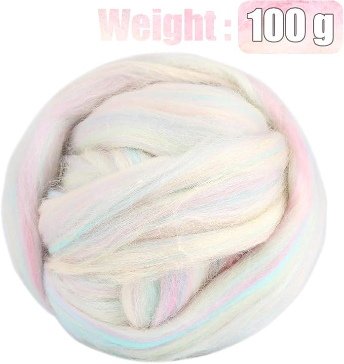 3.53oz Wool Roving, Fiber Roving Wool Top, Needle Felting Supplies, Pure Wools - Image 2