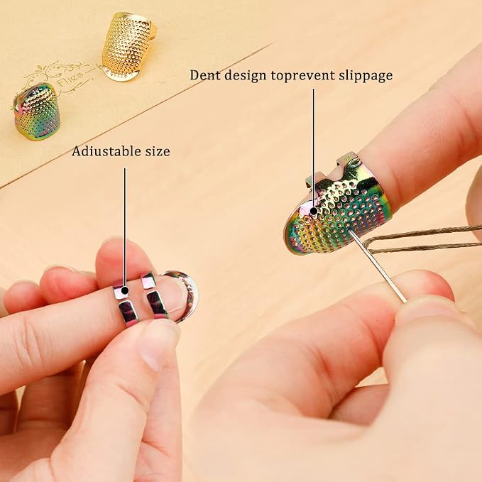 10 Pcs Sewing Thimbles for Hand Sewing, Leather Thimbles, Metal Sewing Finger - Image 3