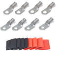 4 Pack 1 AWG 3/8 & 4 Pack 1 AWG 5/16 Lugs Tinned Copper Terminal Lugs & 8 Pieces Ratio 3:1 Waterproof Double Wall Heat-Shrinkable Tube