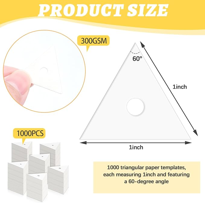 1000 PCS 1" Equilateral Triangle Paper Piecing Templates, Quilting Templates - Image 2