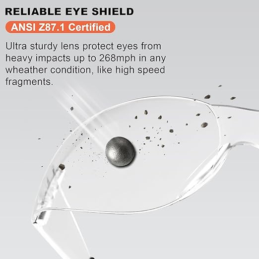 ANSI Z87.1 Clear Safety Glasses12 pack, Safety Glasses for men and women bulk, Scratch&Impact-Resistant construction safety glasses, for lab & in-/outdoor work