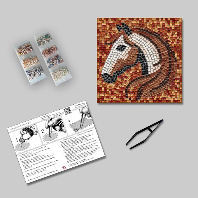 Adult Mosaic Art Kit: Craft Projects to Keep You Busy, Square 7inch Autumn Horse - Image 2