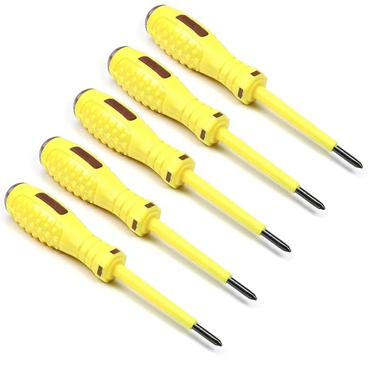 Fielect 5pcs Circuit Tester, Voltage Tester Pen Screwdriver Electric Test Detector, Phillips Screwdriver Test Pencil 100-500V