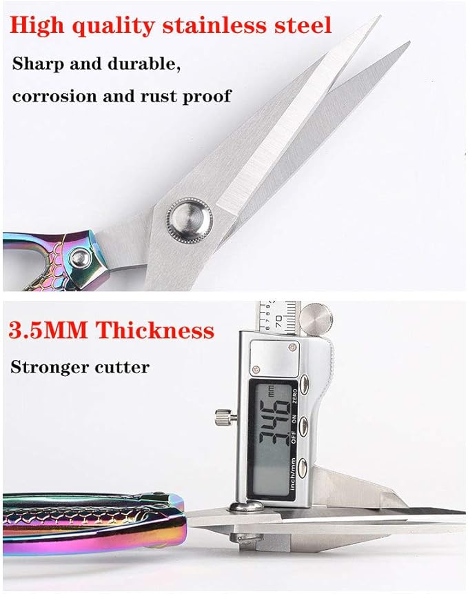 Jasni Fish pattern Powerful kitchen scissors professional Heavy Duty Multi-Purpose pretty Color rainbow Titanium Coating Forged Stainless Steel fish bones Shears Office Home scissors