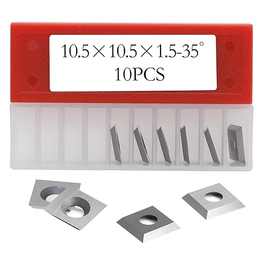 10.5mm Square Carbide Inserts Cutters Tungsten Carbide Reversible Blades Replacement Knives 10.5×10.5×1.5mm-35° for Woodworking Spiral/Helical Planer Cutter Head or Wood Turning Lathe Tools 10 Pcs