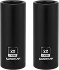 CASOMAN 1/2-Inch Drive x 22mm Deep Impact Sockets, 2 PCS Set, 6-Point, Metric, CR-MO