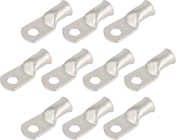 10pcs 2 AWG-5/16(M8) Tinned Copper Ring Terminals Battery Lugs, Heavy Duty Wire Lugs, Battery Cable Connectors